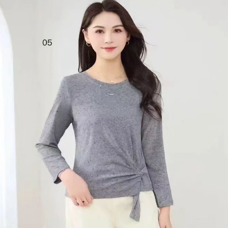 常规常规款长袖拼接洋气春季蕾丝透气圆领针织T恤