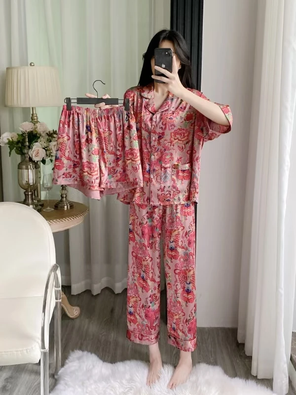 亲亲品奢【锦鲤三件套】春夏季新款薄款女士睡衣家居服时尚高级大气