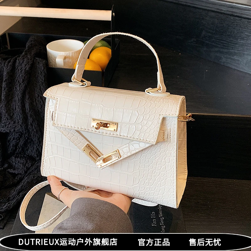 手提凯莉包包女2025新款时尚鳄鱼纹手提小方包洋气百搭单肩斜挎包