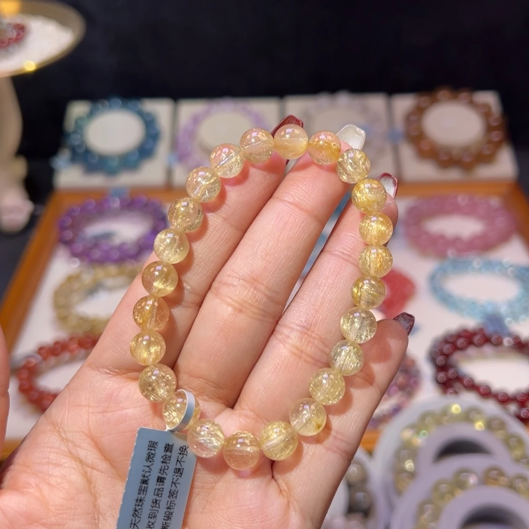 水晶手串未镶嵌金发晶8m m