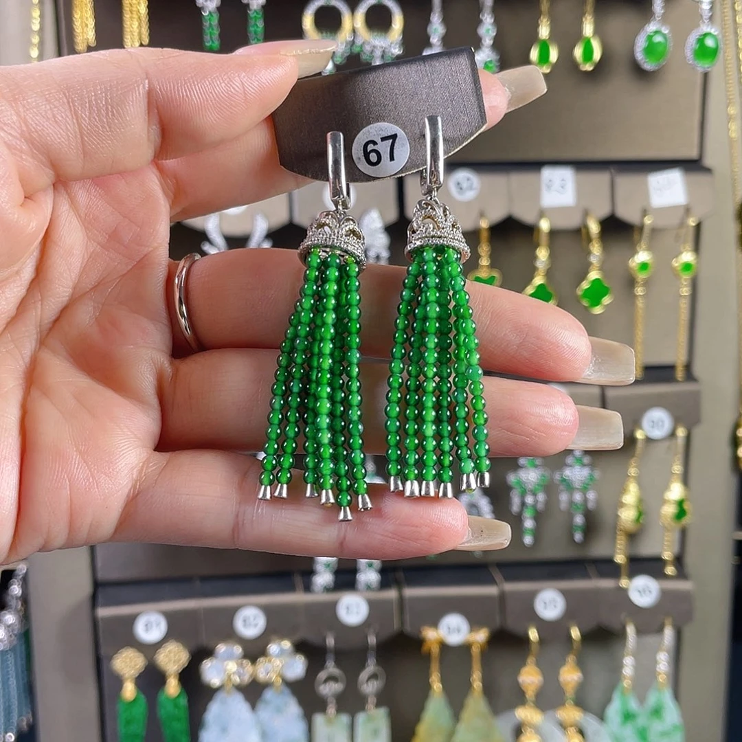 冰***翡翠银S925镶嵌耳饰翡翠