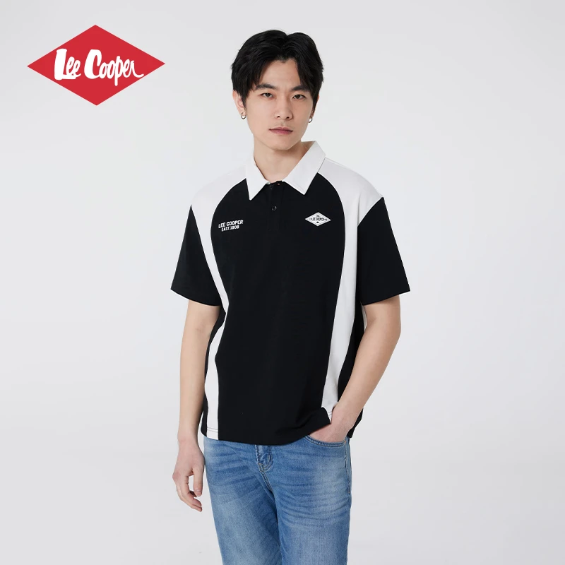 LEE COOPER男士短袖T恤2025新款休闲百搭时尚印花拼接宽松打底衫