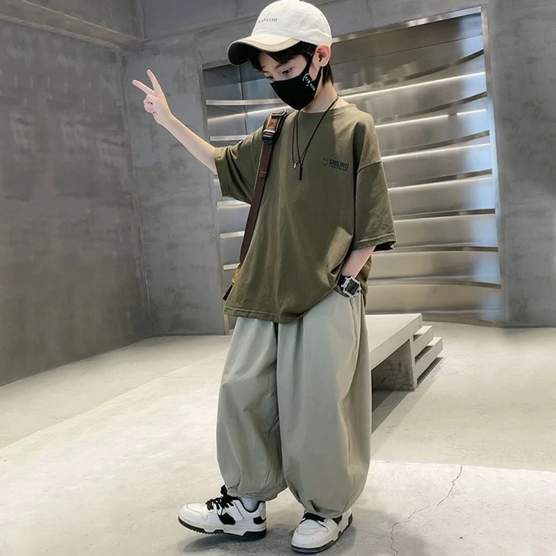 夏装短袖痞帅新款儿童装夏季男孩运动痞男款短袖儿童套装男款男童