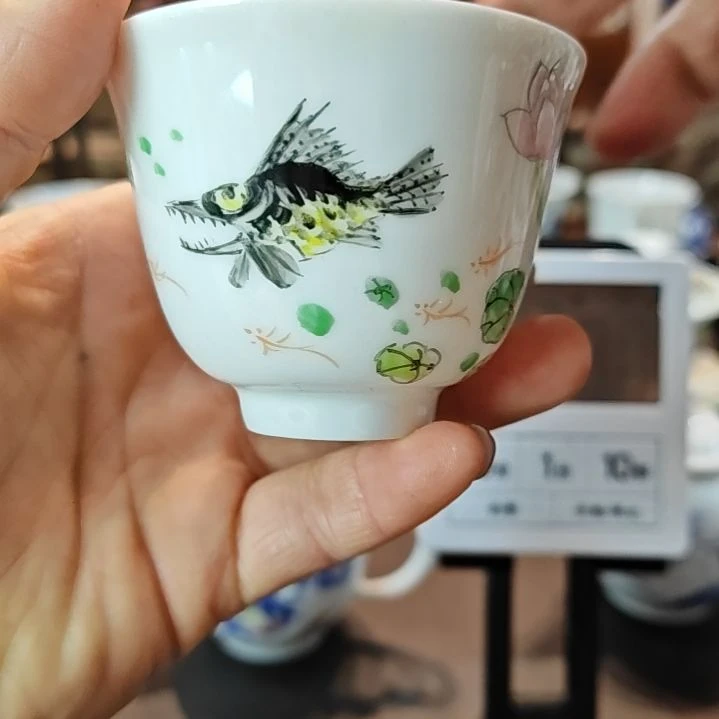 元***玩景德镇手工手绘鳜鱼主人杯