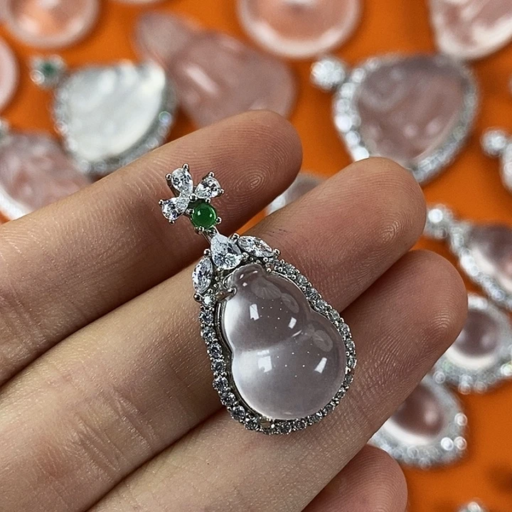 石英质玉银S925镶嵌颈饰