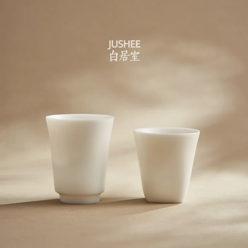 白居室陶瓷小茶杯素烧羊脂玉德化白瓷家用主人杯功夫茶杯单品茗杯