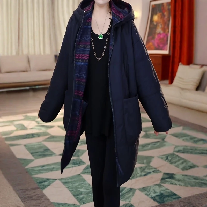 双面双穿休闲连帽棉服女2025年秋冬新款气质简约通勤显瘦保暖外套