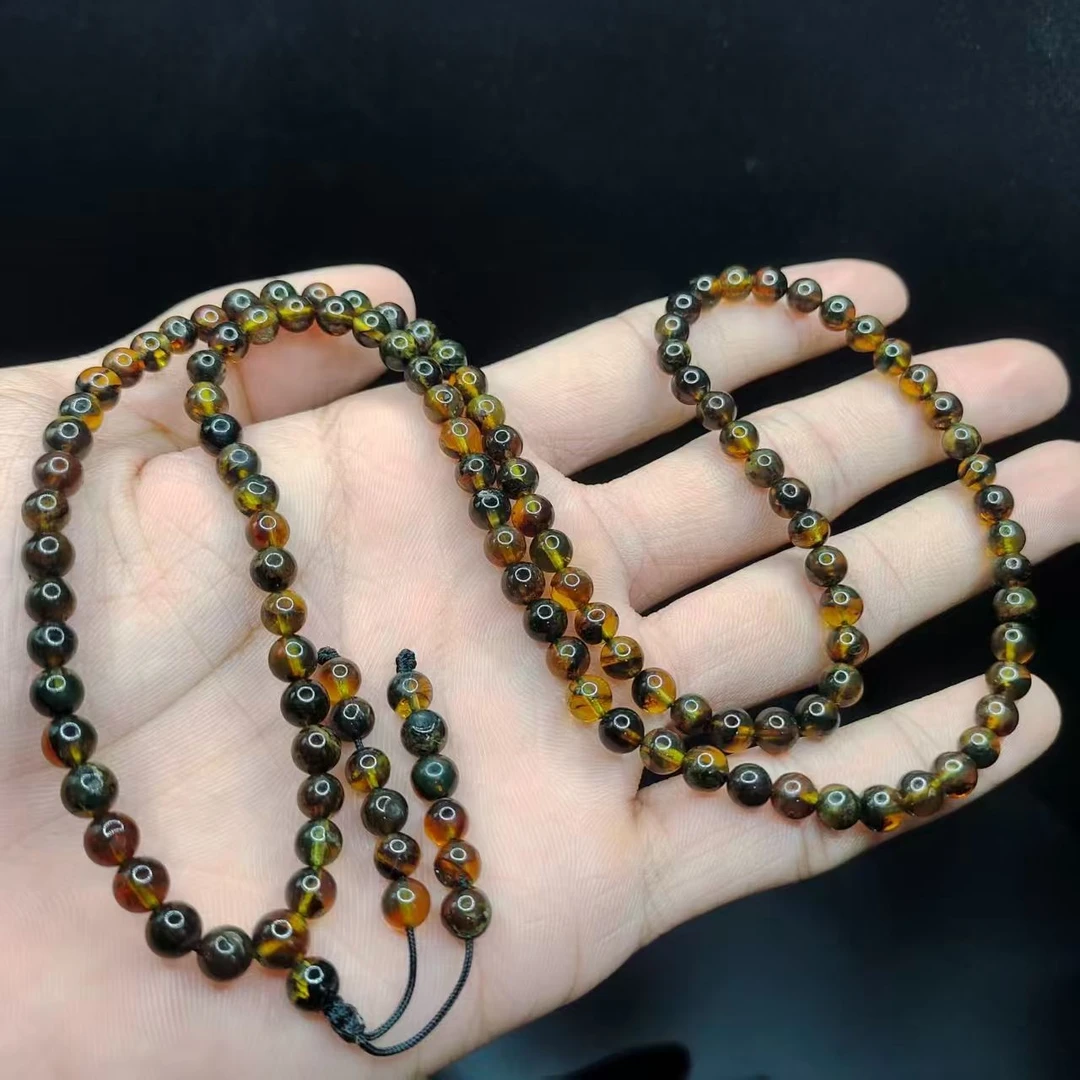 【康康严选】星际蓝翁珀琥珀毛衣链GL【多样性发其一】约5mm+