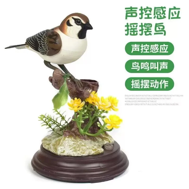 小明直播专享新款仿真煤山雀声控小鸟感应送人送礼装饰摆件装饰品