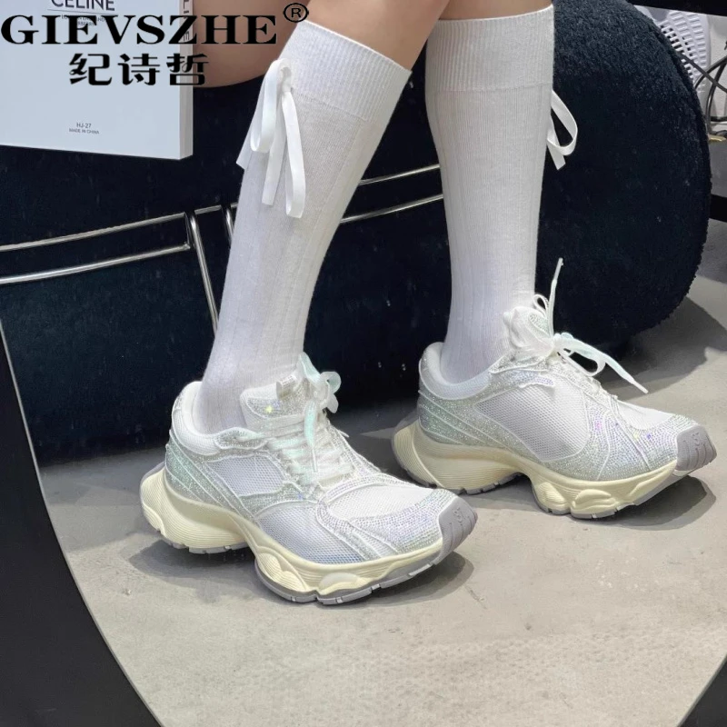 纪诗哲单网休闲鞋女秋季新款透气网面厚底登山钉书安踏网面厚底