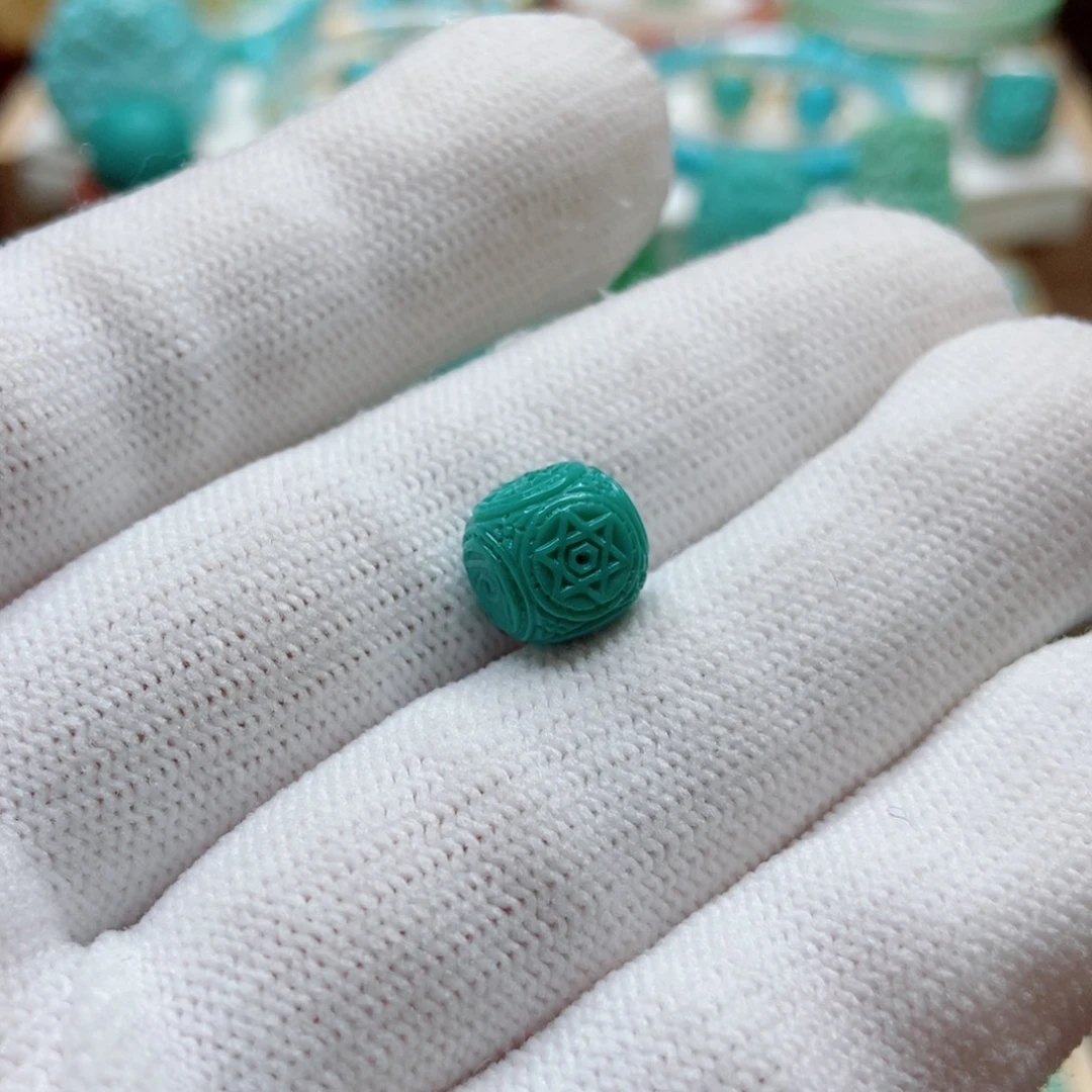 绿松石未镶嵌六方珠子