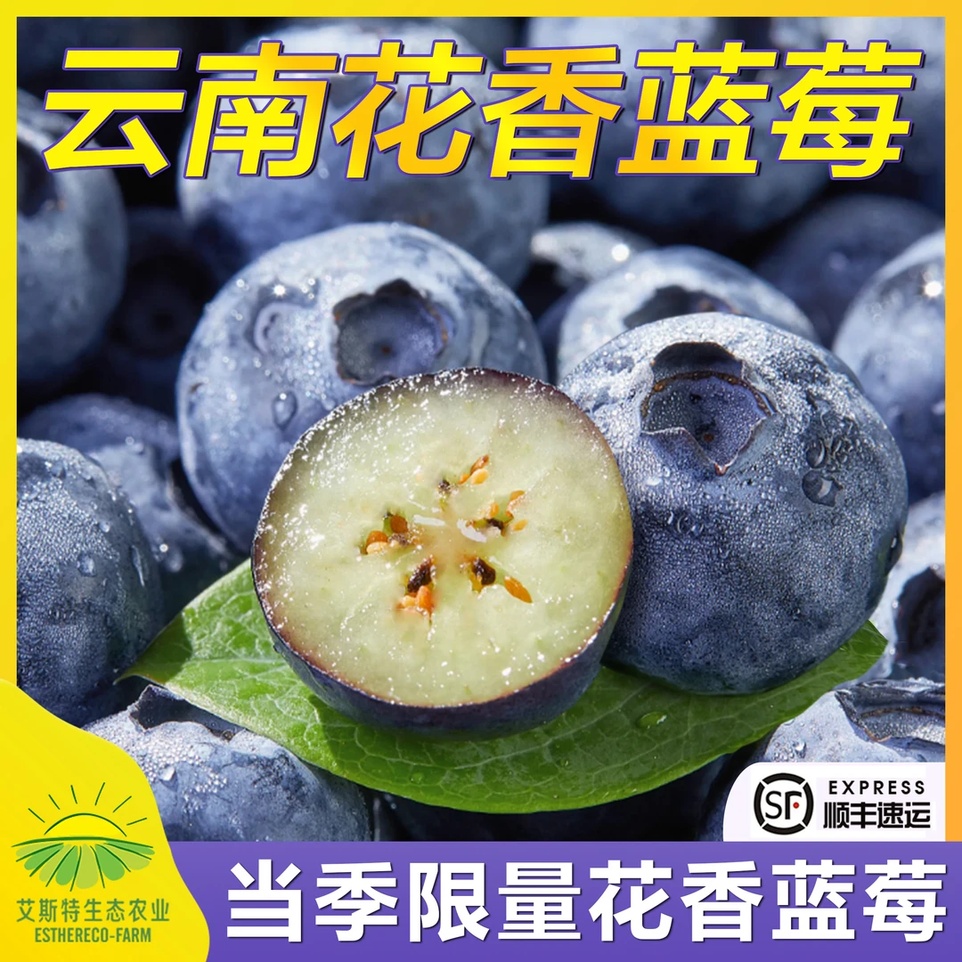 云南蓝莓D25花香蓝莓2/4/6/8盒现在现发0.5-2斤蓝莓鲜果gt