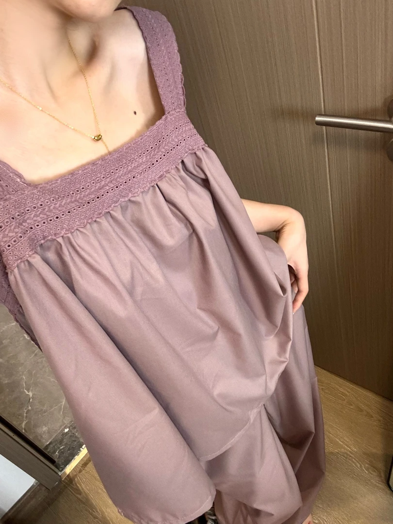 甜美少女高级棉纱睡衣女款夏季新款吊带长裤宽松可外穿家居服套装