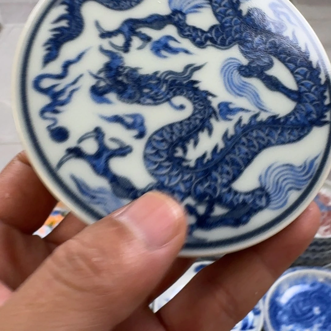 杯青花铠甲龙盖置
