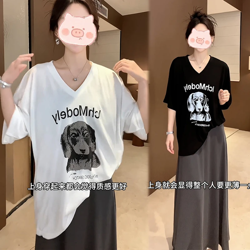 2025年夏季新款可爱印花时尚百搭上衣短袖搭配显瘦半身裙套装女潮