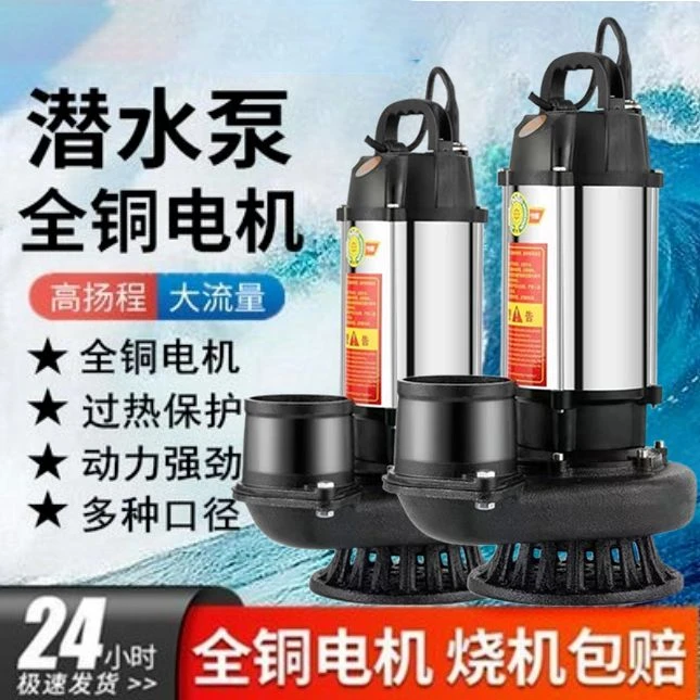 新疆西藏不锈钢国标潜水泵220V农用清水泵大流量高扬程家用大