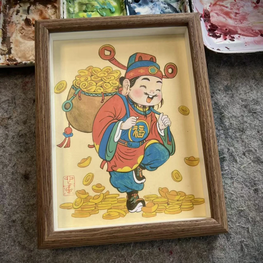 财神爷 文创 八寸 摆台 小画框