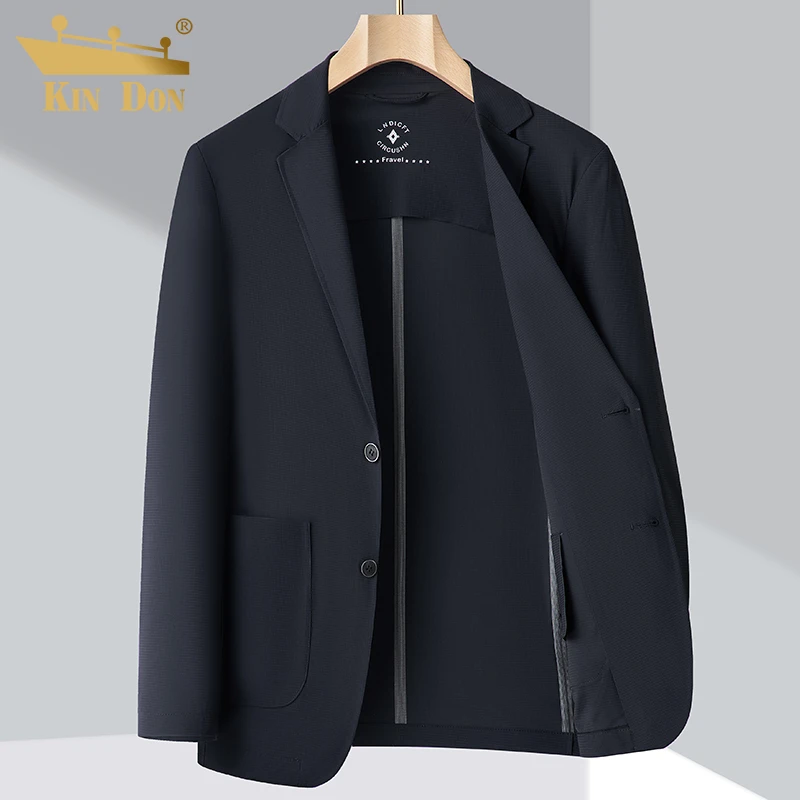 金盾【华夫格冰丝高弹】夏秋男士薄款外套透气无痕西装商务防晒西服