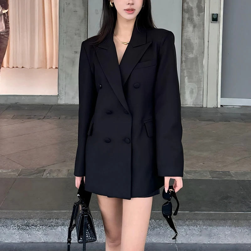 明星同款构筑极简艺术美感2025秋季新款高级蚂蚁腰款西装外套上衣
