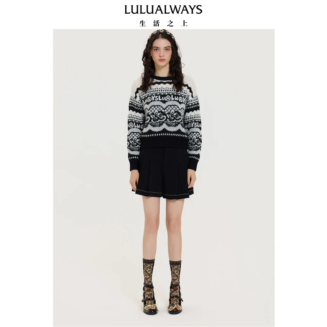 LULUALWAYS【商场同款】25秋季新款复古时尚宽松女套头毛衣针织衫