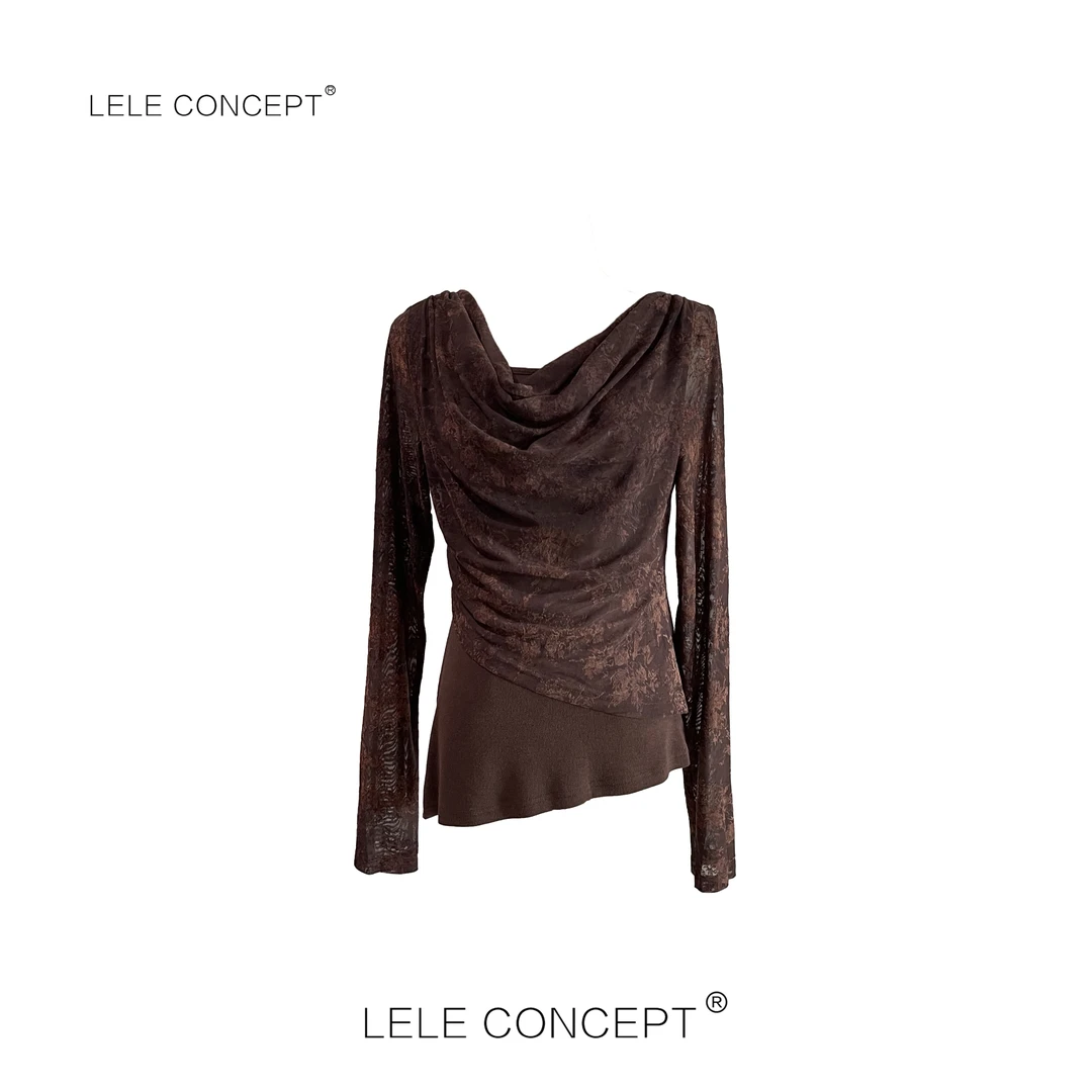 LELE CONCEPT丨气质复古堆领暗花纹长袖衫FS25C0195W