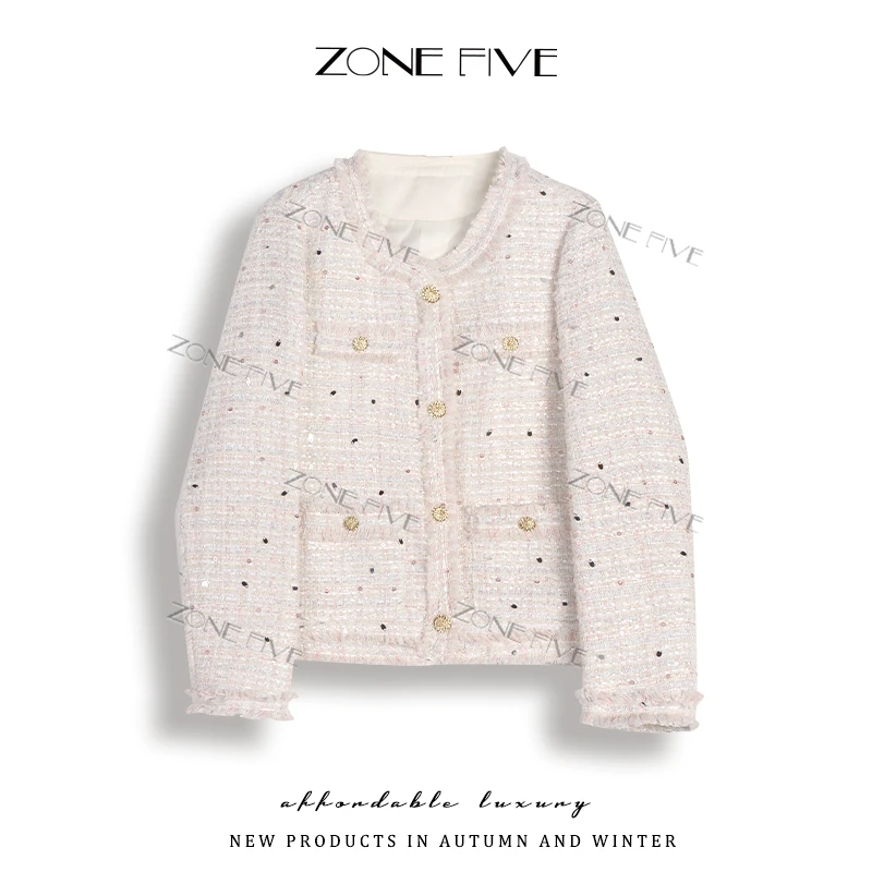 【zonefive】2024秋冬新款名媛设计感编织小香风外套-066