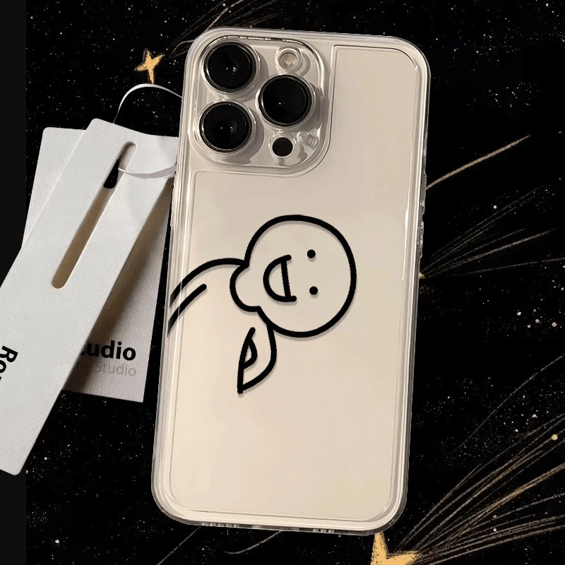 歪头小人适用苹果15PROMAX手机壳iPhone14软壳13透明12防摔11可爱