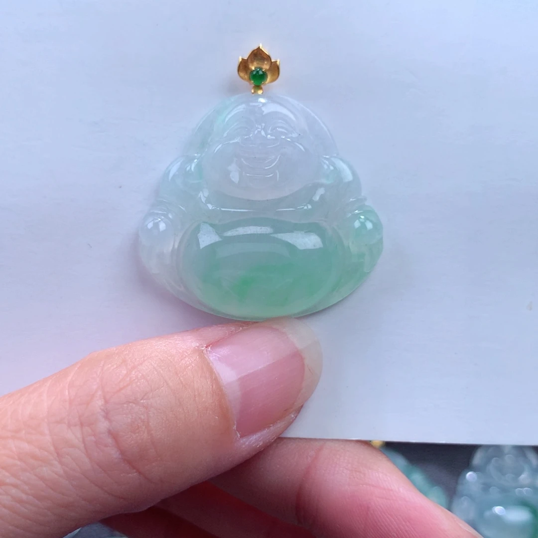 翡翠吊坠(不含链)18K金镶嵌