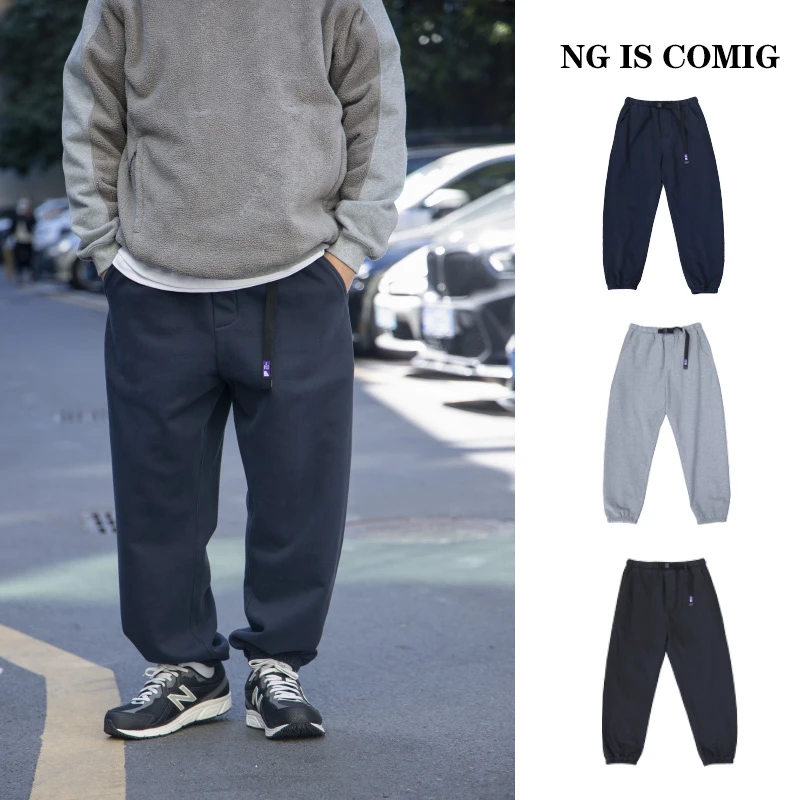 紫标5258】冬季新款休闲裤加绒纯色宽松日系百搭88901