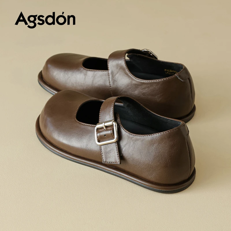 /奥古狮登棕色玛丽珍女鞋2025新款秋季通勤单鞋英伦风小皮鞋爆款Q