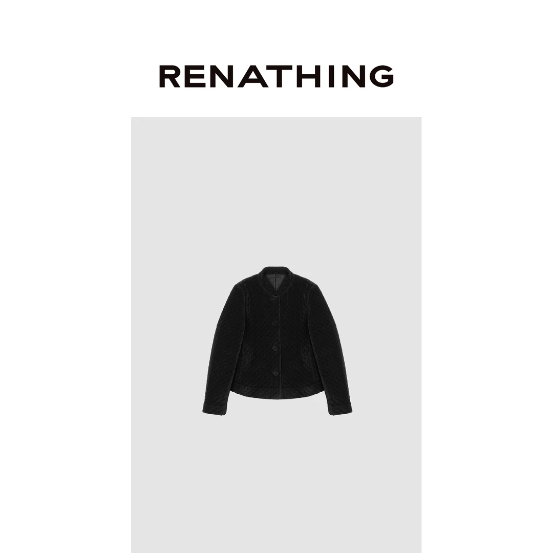 【RENATHING】小立领菱格绗棉外套