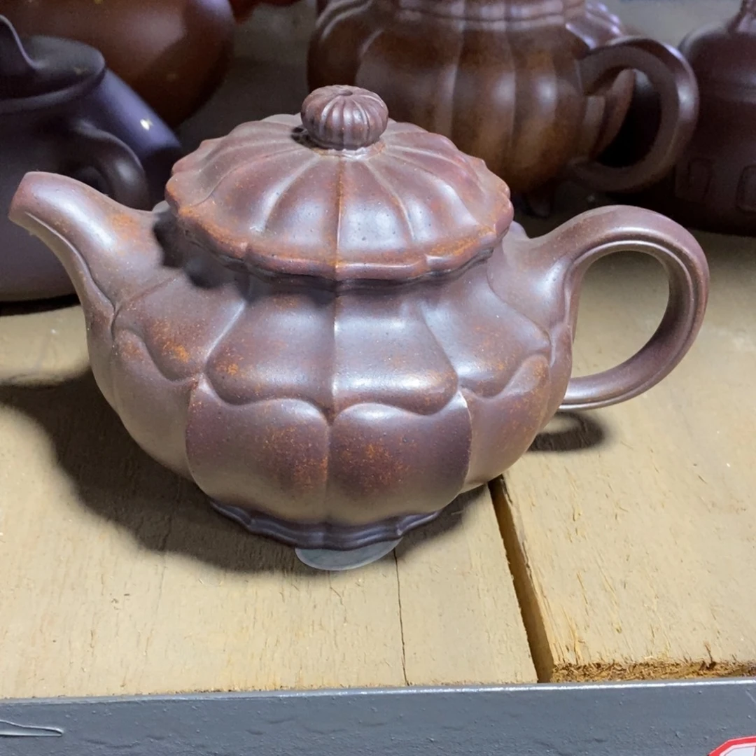 紫砂茶壶白12 筋纹掇只