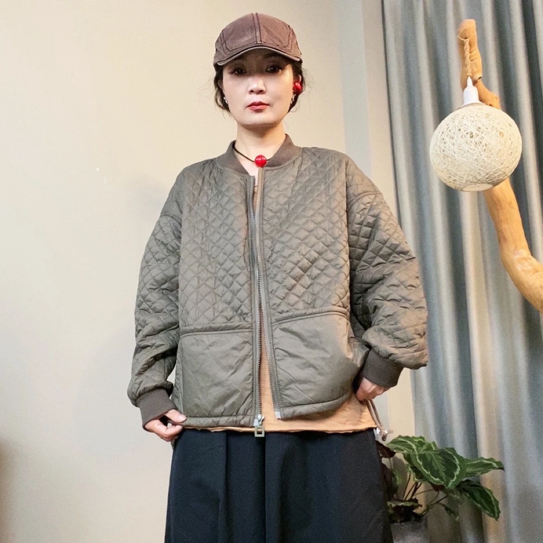【娅扣布衣】女士短款棉衣大码宽松保暖抽绳开衫冬季休闲时尚外套