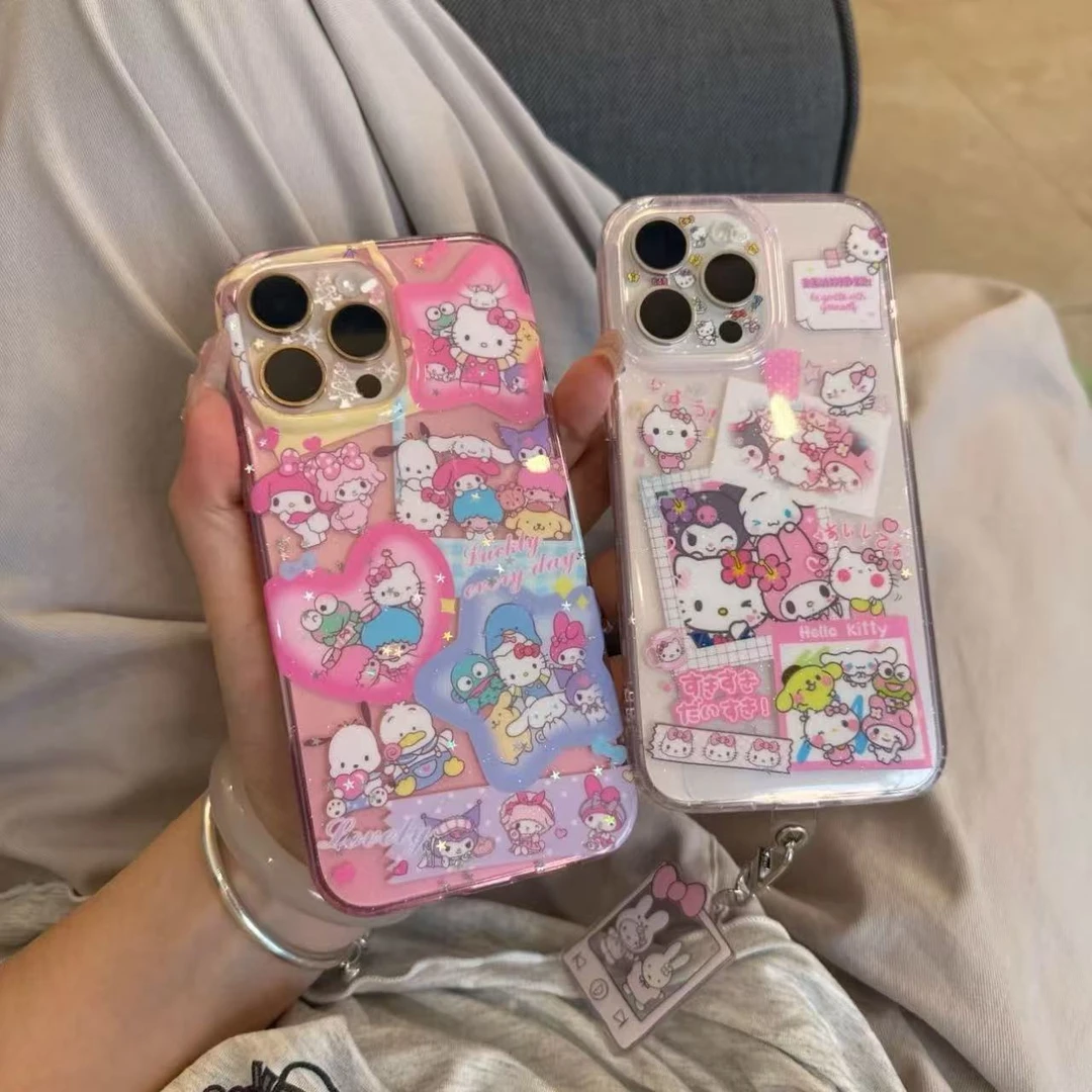 奇迹闪粉双子星和三丽鸥联合大合照手机壳适用iPhone16promax/15p