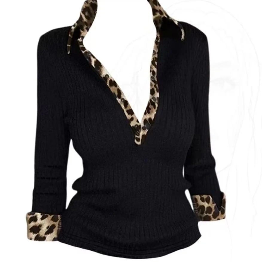 岚岚大码女装翻领纯欲显瘦百搭女神衫8897