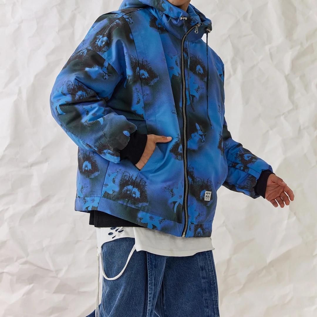 男装冬季提花连帽羽绒服潮牌休闲宽松外套2201045