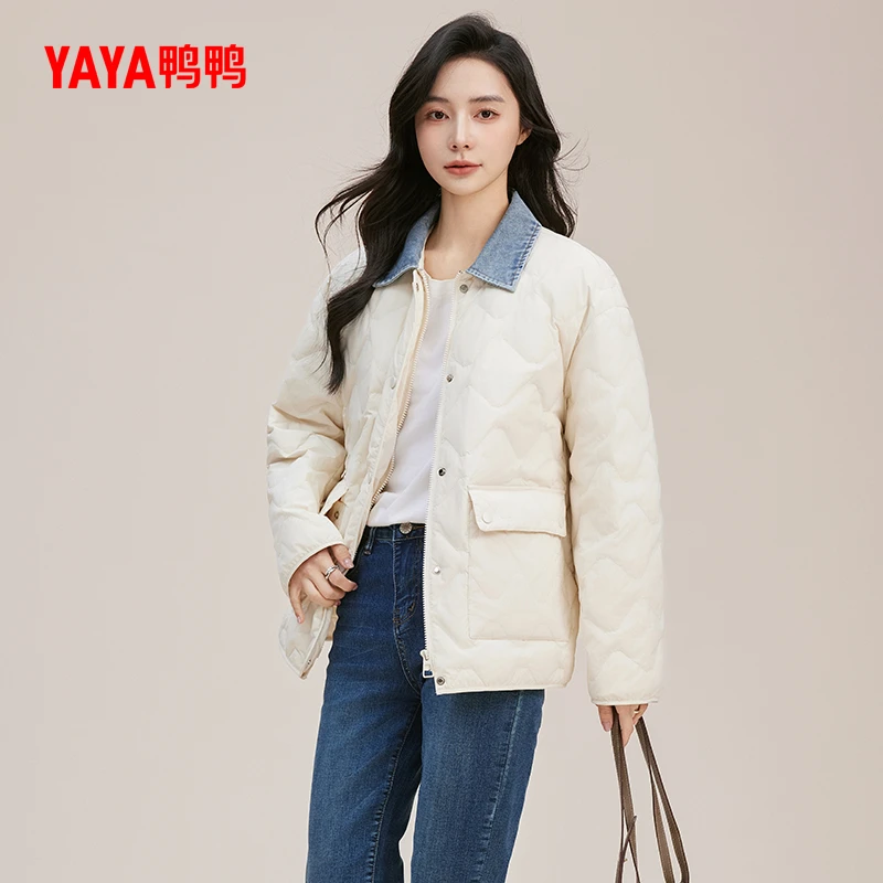 YAYA鸭鸭春季轻薄款羽绒服女士时尚百搭休闲立领短款YE5B600845L