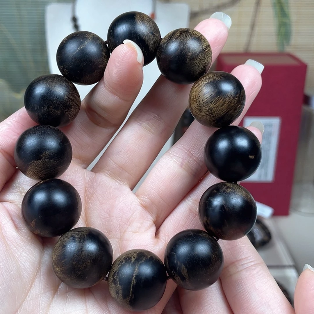 沉香手串青*泰越南芽庄白奇楠虎斑纹留疤沉水2.0