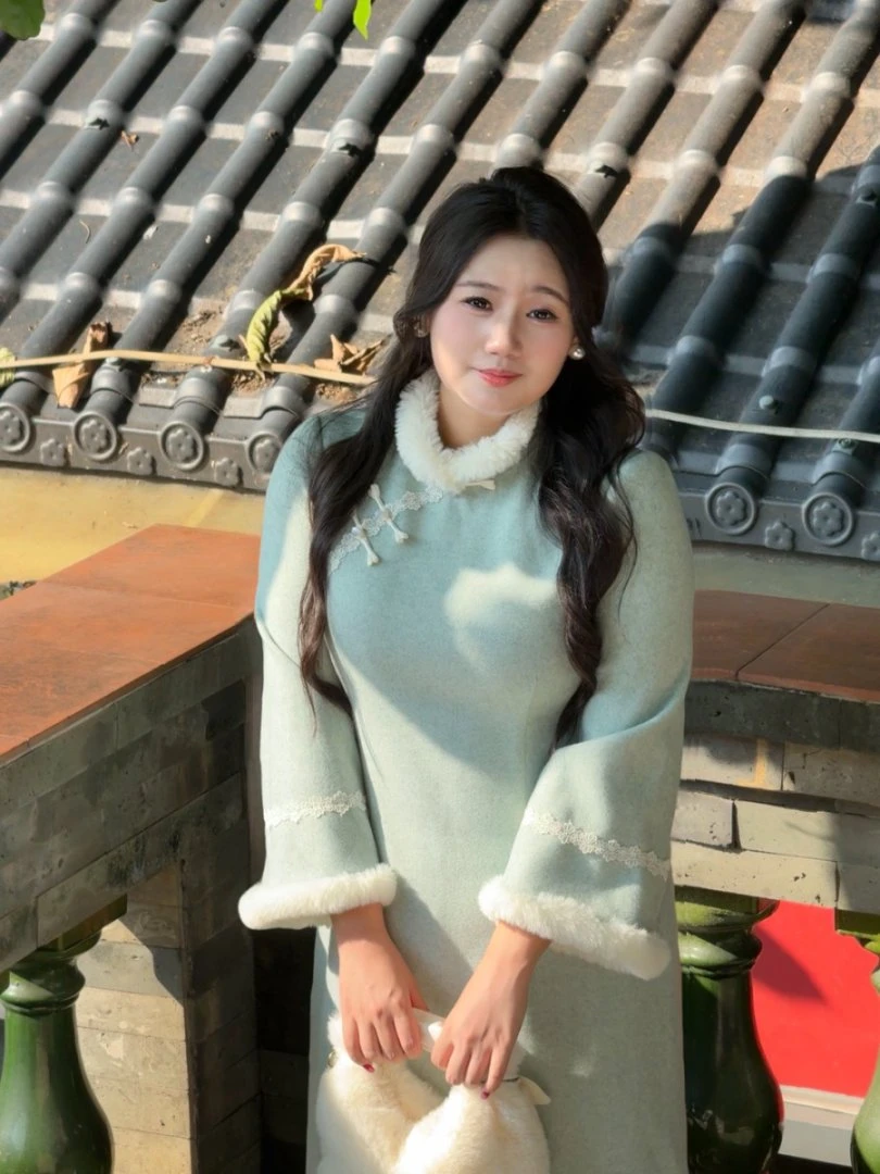 码加加51935胖MM旗袍女新中式2025新款秋冬国风改良高级连衣裙