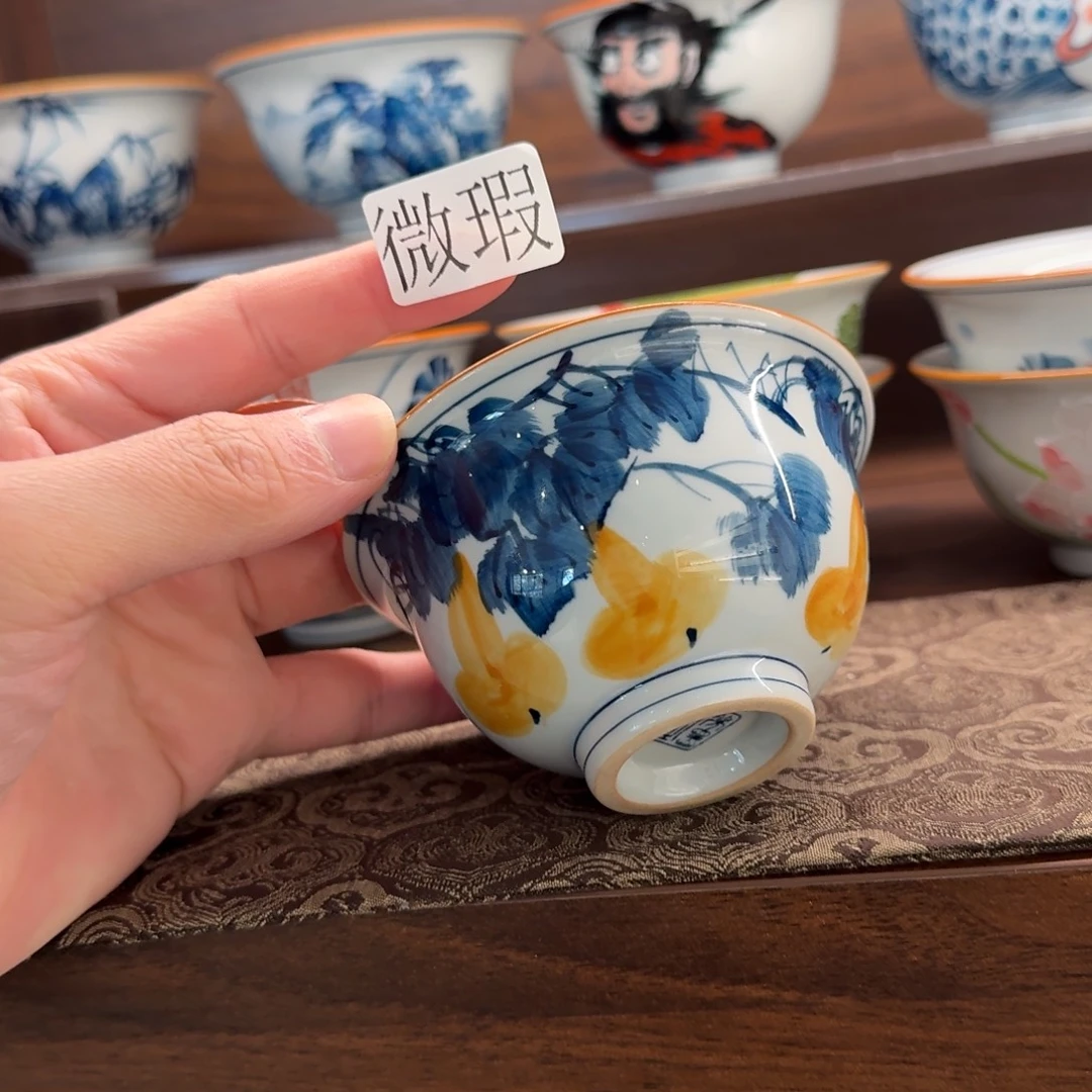 釉下手绘茶具微瑕
