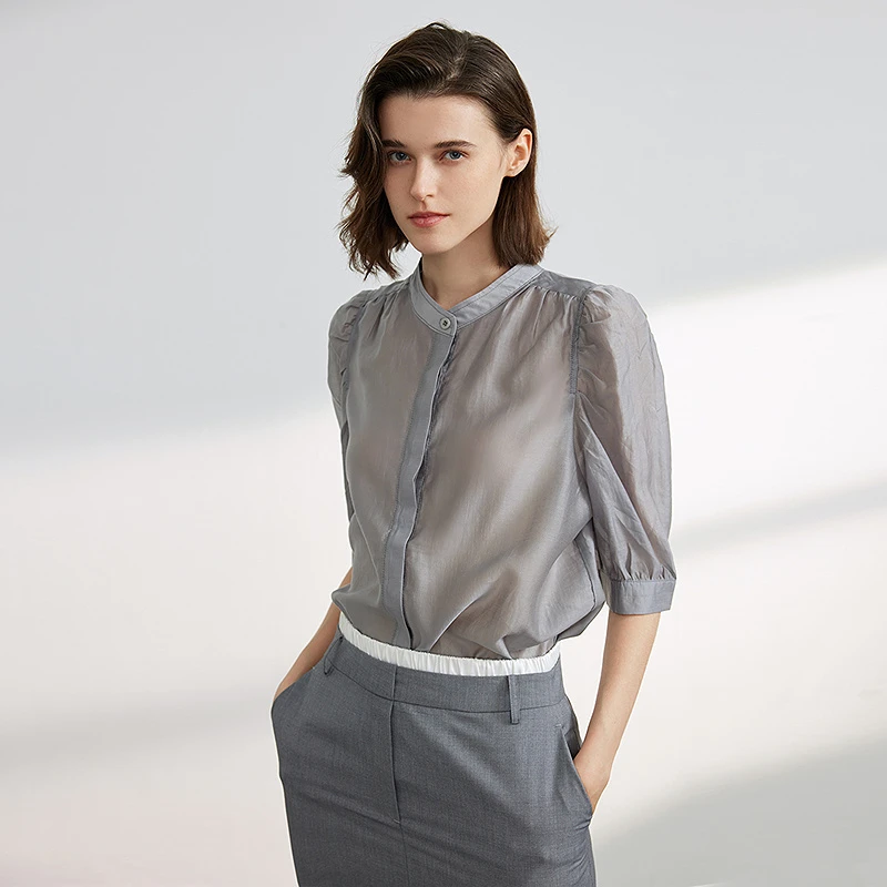 【小余专属】MOFAN摩凡夏新款灰色衬衫MBX463185