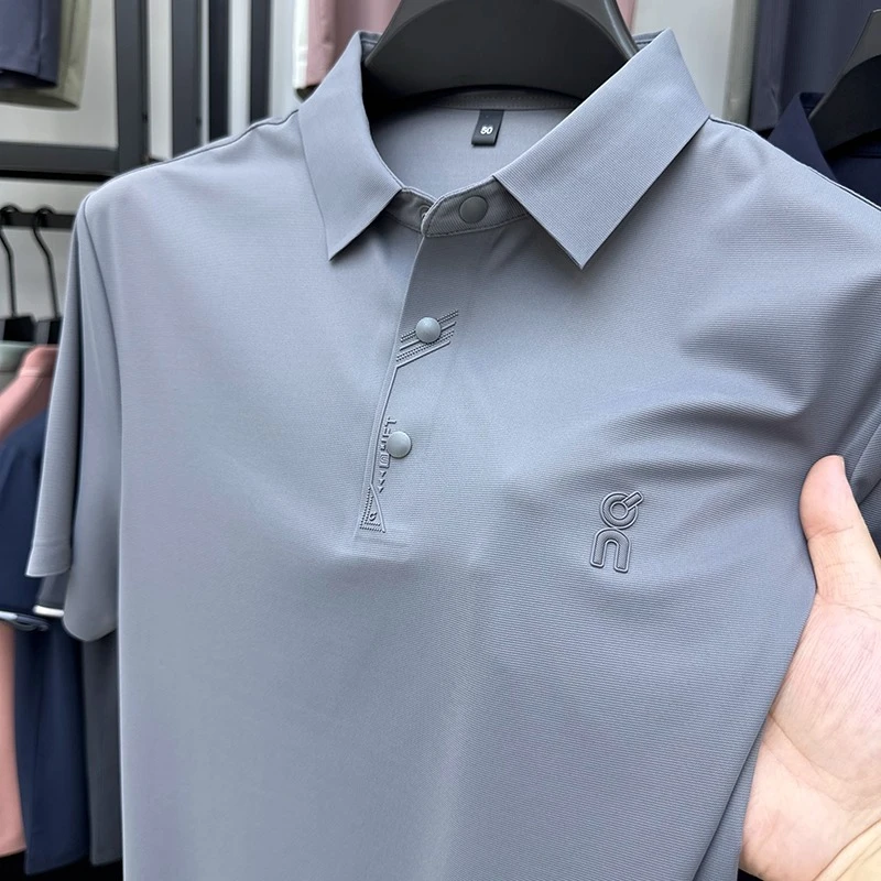 VIATEMSIARY高级感无痕冰丝短袖t恤男士商务休闲纯色免烫Polo衫夏