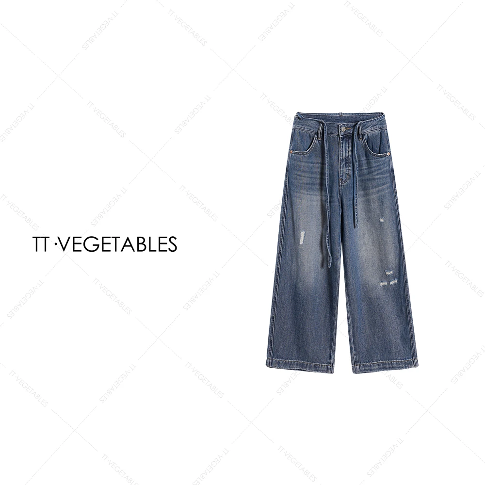 TT・VEGETABLES【序白】停星 棉天丝混纺2025显瘦宽松牛仔裤512155