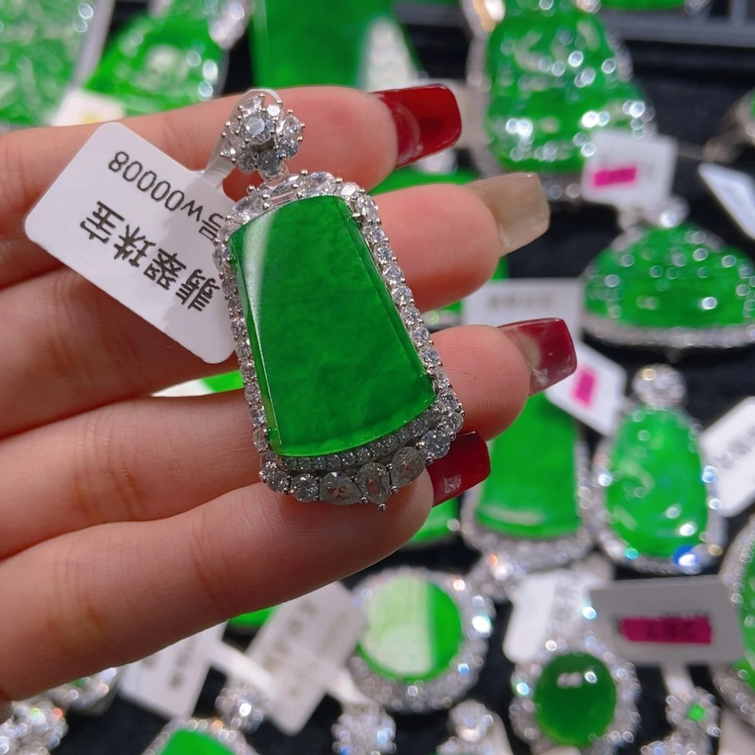 翡翠吊坠(不含链)银S925镶嵌