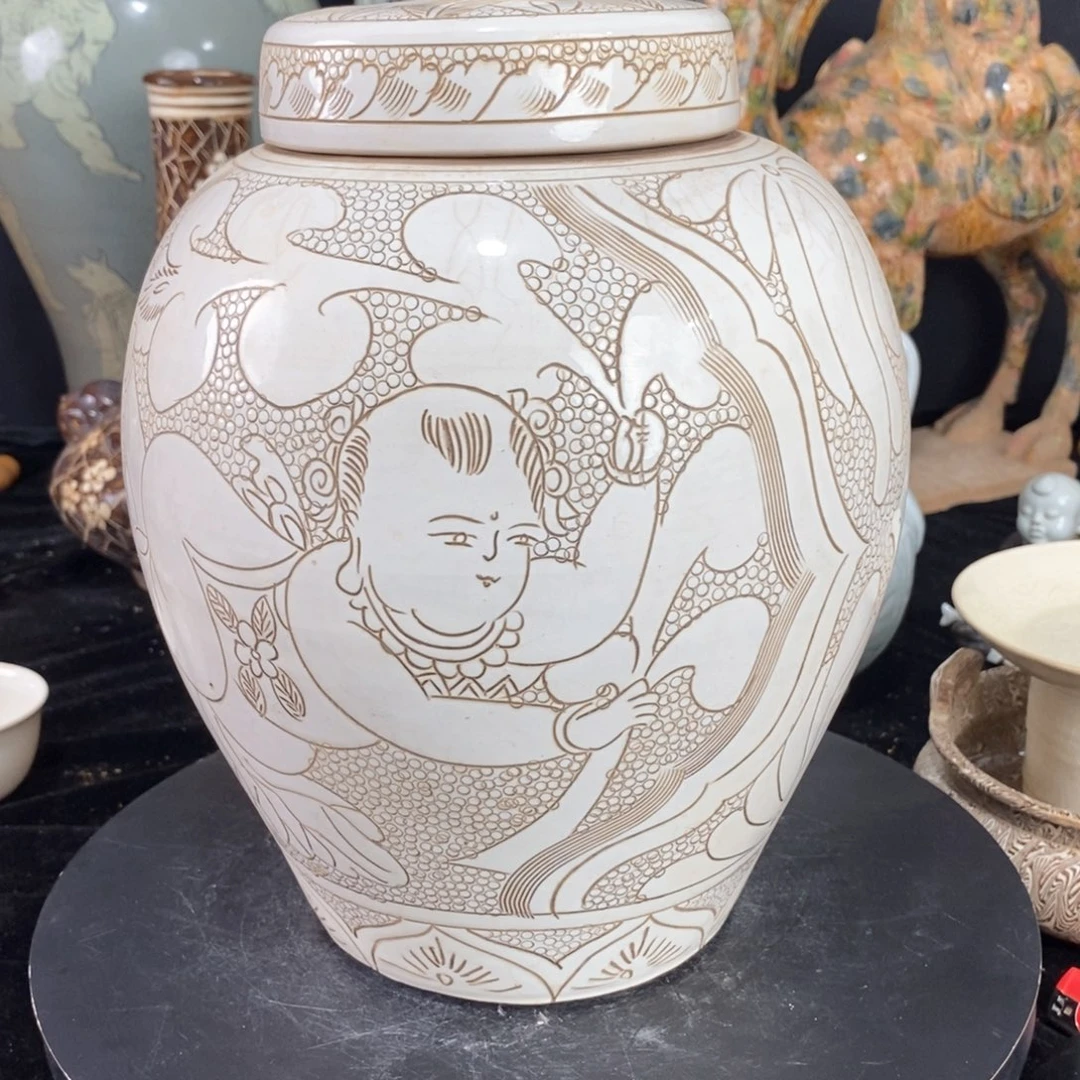 摆件磁州窑珍珠底