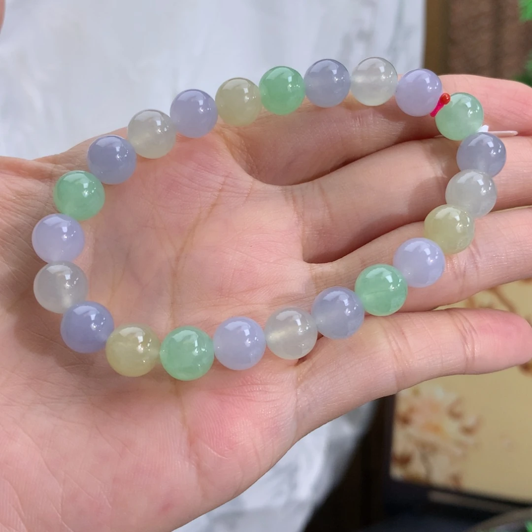 翡翠未镶嵌手串卡10冰胶马卡龙手串