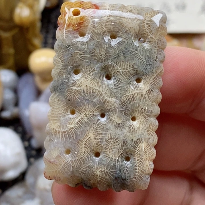 颈饰未镶嵌硅化珊瑚（珊瑚玉）