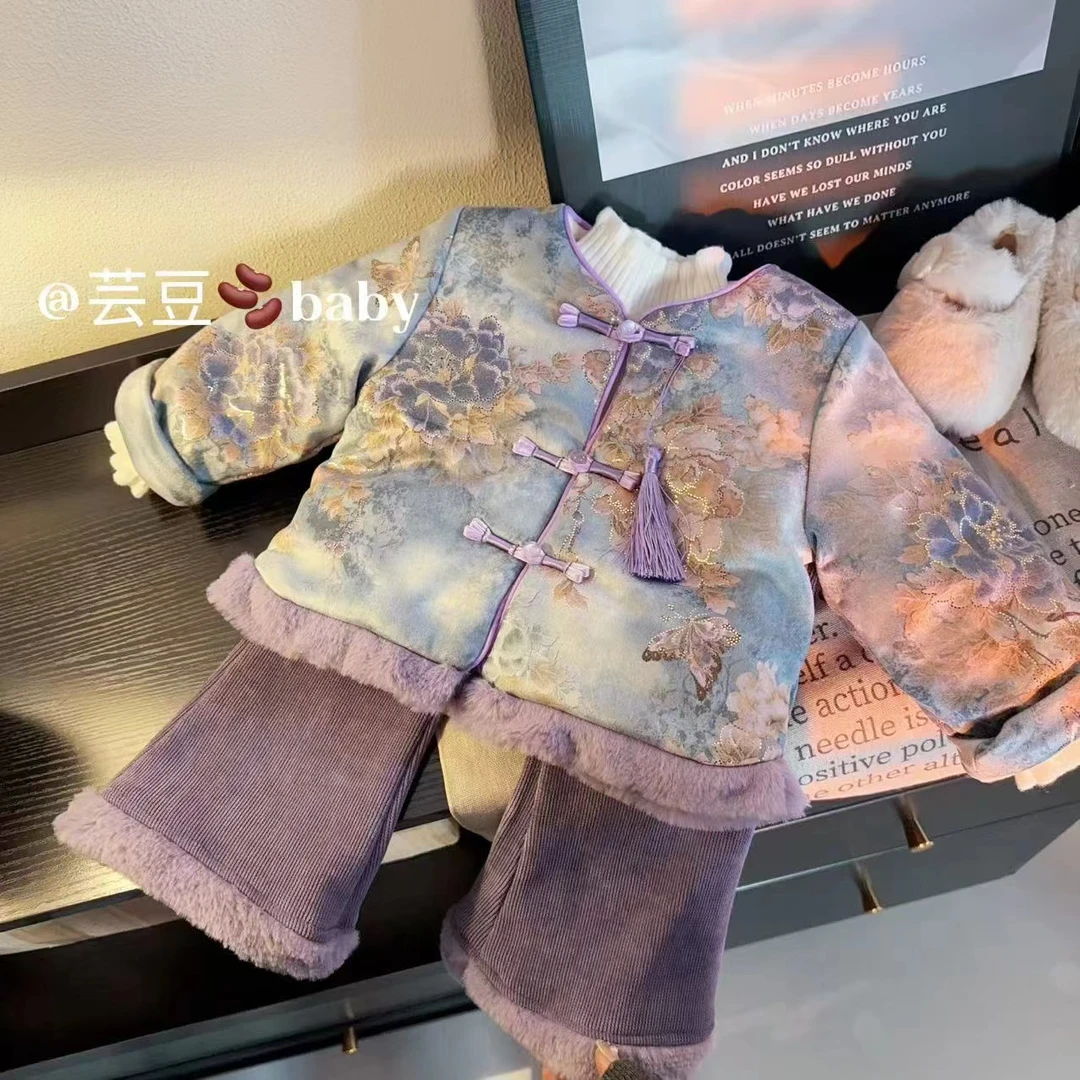 2025女孩新年衣服冬季新款女童新中式国风套装洋气女宝过年拜年服