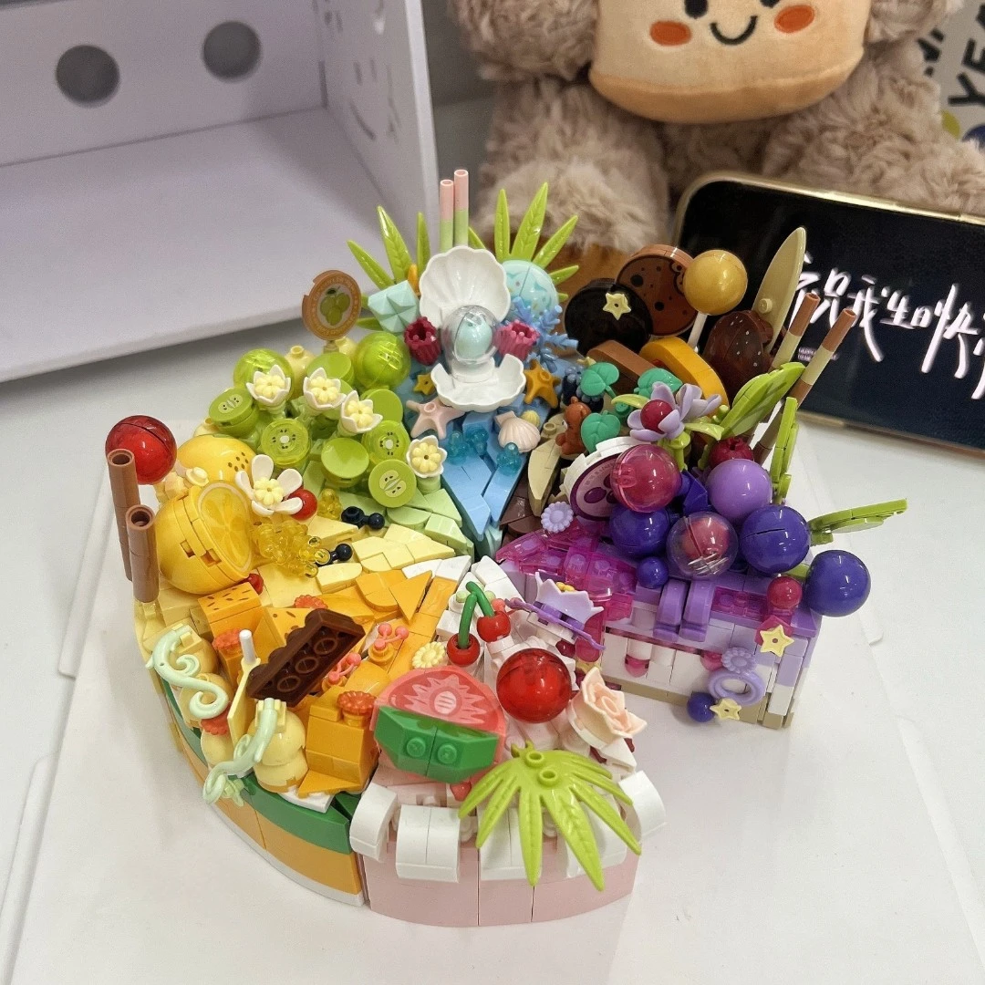 生日蛋糕积木送女生闺蜜女友创意手工生日礼物可爱桌面摆件拼装