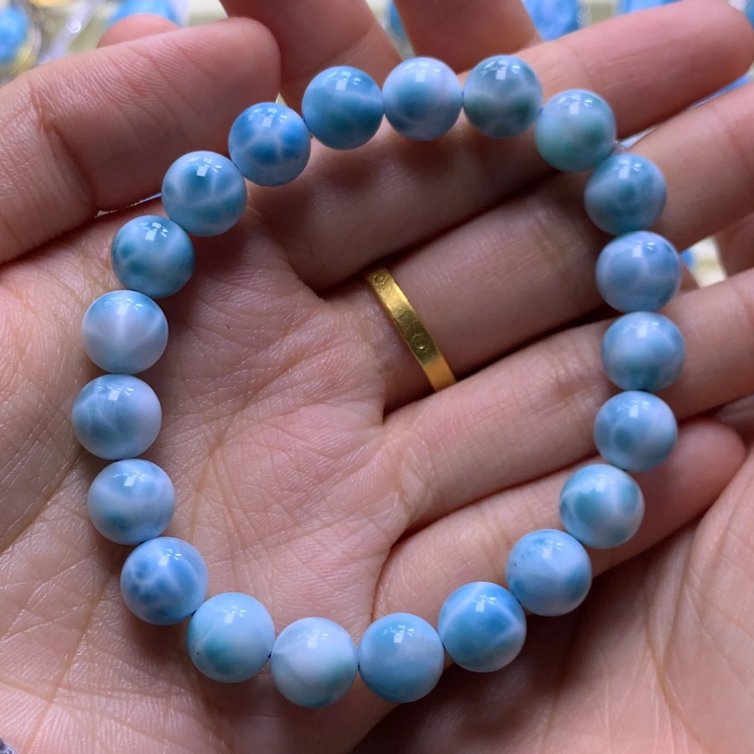 针钠钙石（海纹石）未镶嵌手串9+手串色差略异